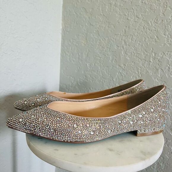 BETSEY JOHNSON Rhinestone Crystal Pavé Pointed Toe Flat, SPARKLE, Size 8.5, NWOT - Picture 14 of 16